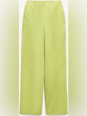 Zara Neon Lime High-Rise Trousers
